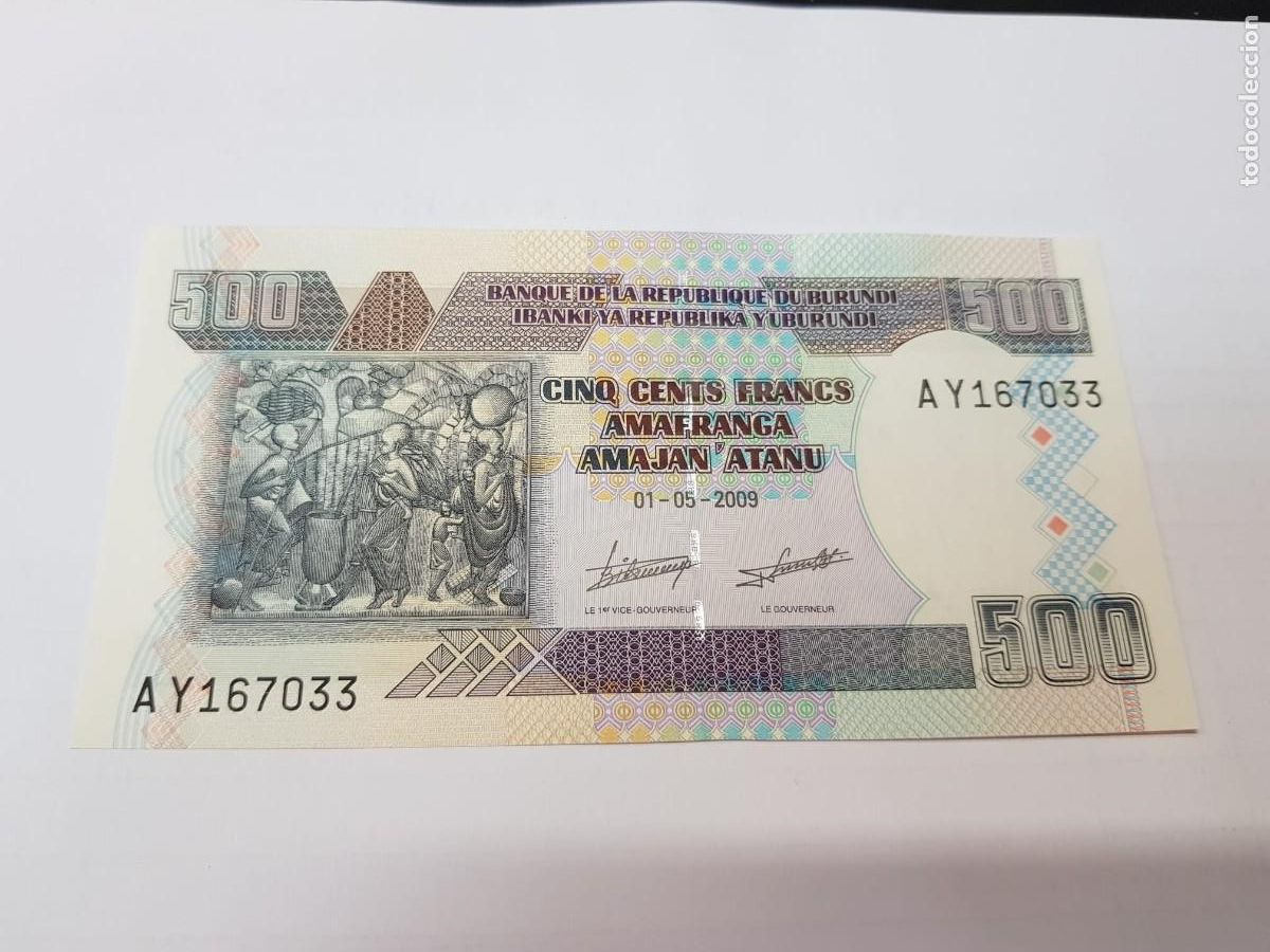 Billetes extranjeros: BURUNDI-500 FRANCOS-2009