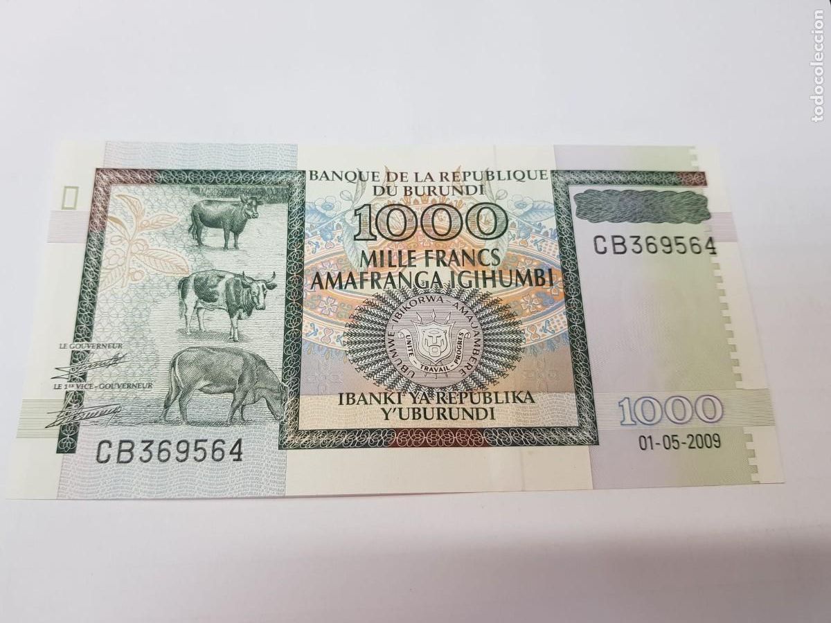 Billetes extranjeros: BURUNDI-1000 FRANCOS-2009
