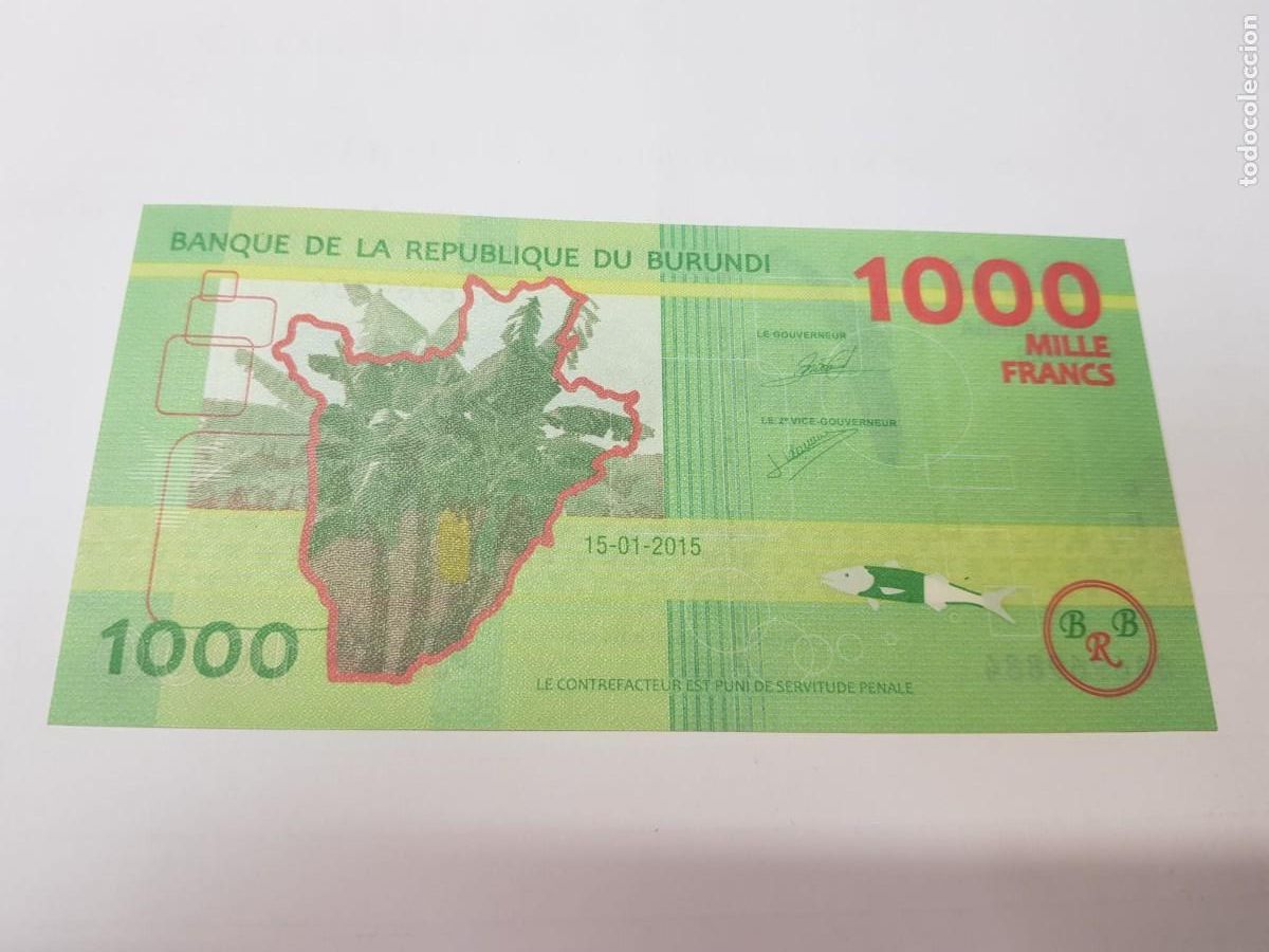 Billetes extranjeros: BURUNDI-1000 FRANCOS-2015