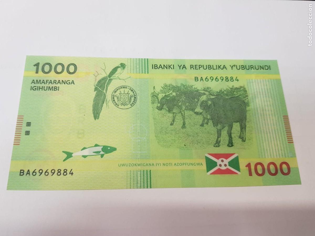 Billetes extranjeros: BURUNDI-1000 FRANCOS-2015 - Foto 2