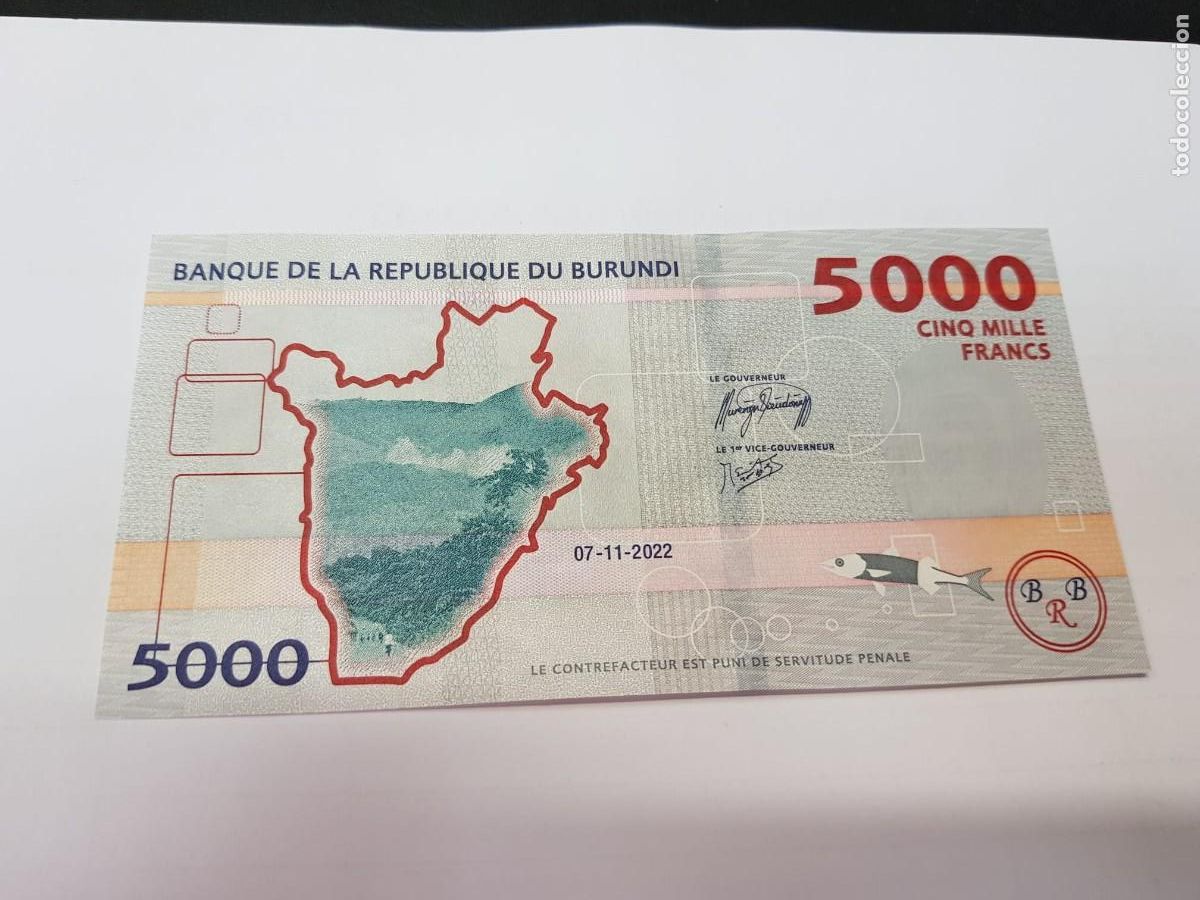 Billetes extranjeros: BURUNDI-5000 FRANCOS-2022
