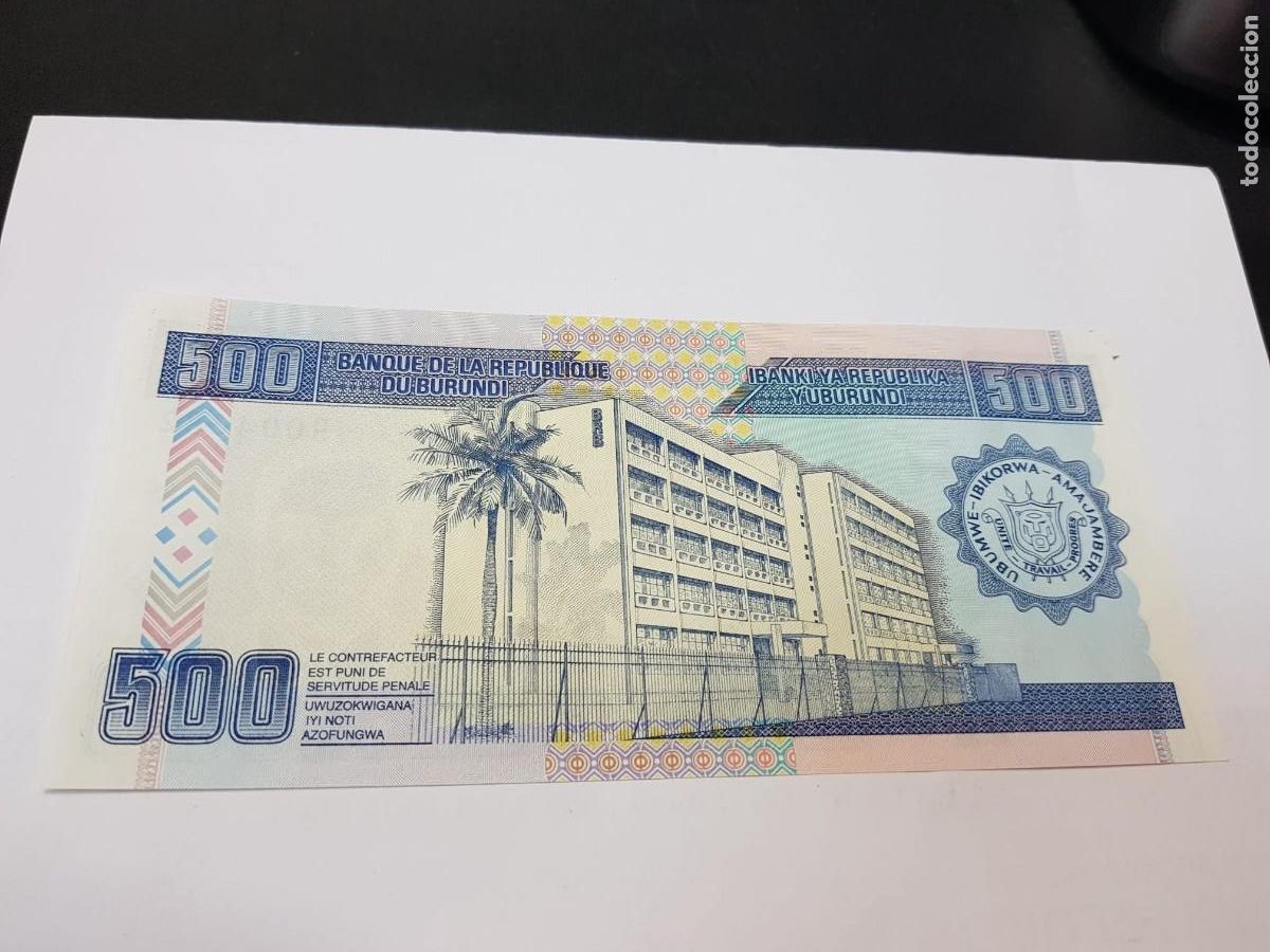 Billetes extranjeros: BURUNDI-500 FRANCOS-1995 - Foto 2
