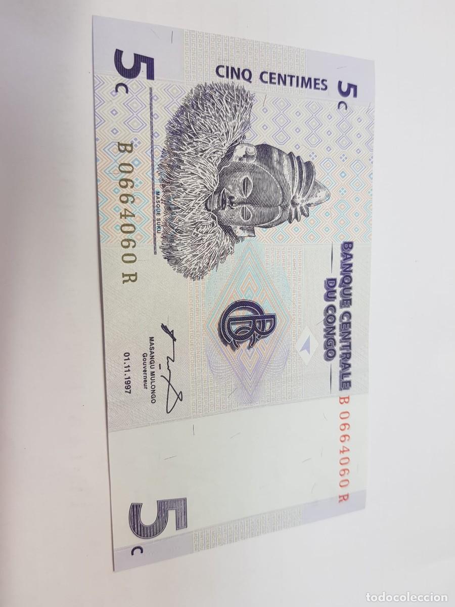 Billetes extranjeros: CONGO- 5 CENTIMOS-1997