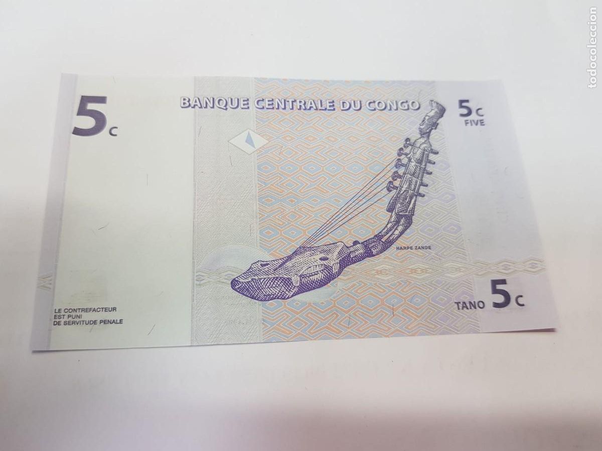 Billetes extranjeros: CONGO- 5 CENTIMOS-1997 - Foto 2