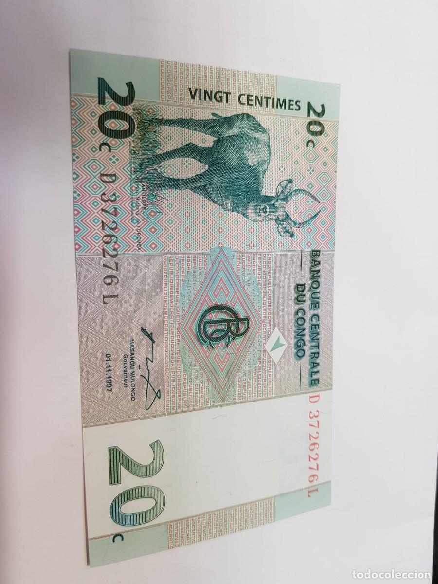 Billetes extranjeros: CONGO- 2 CENTIMOS-1997