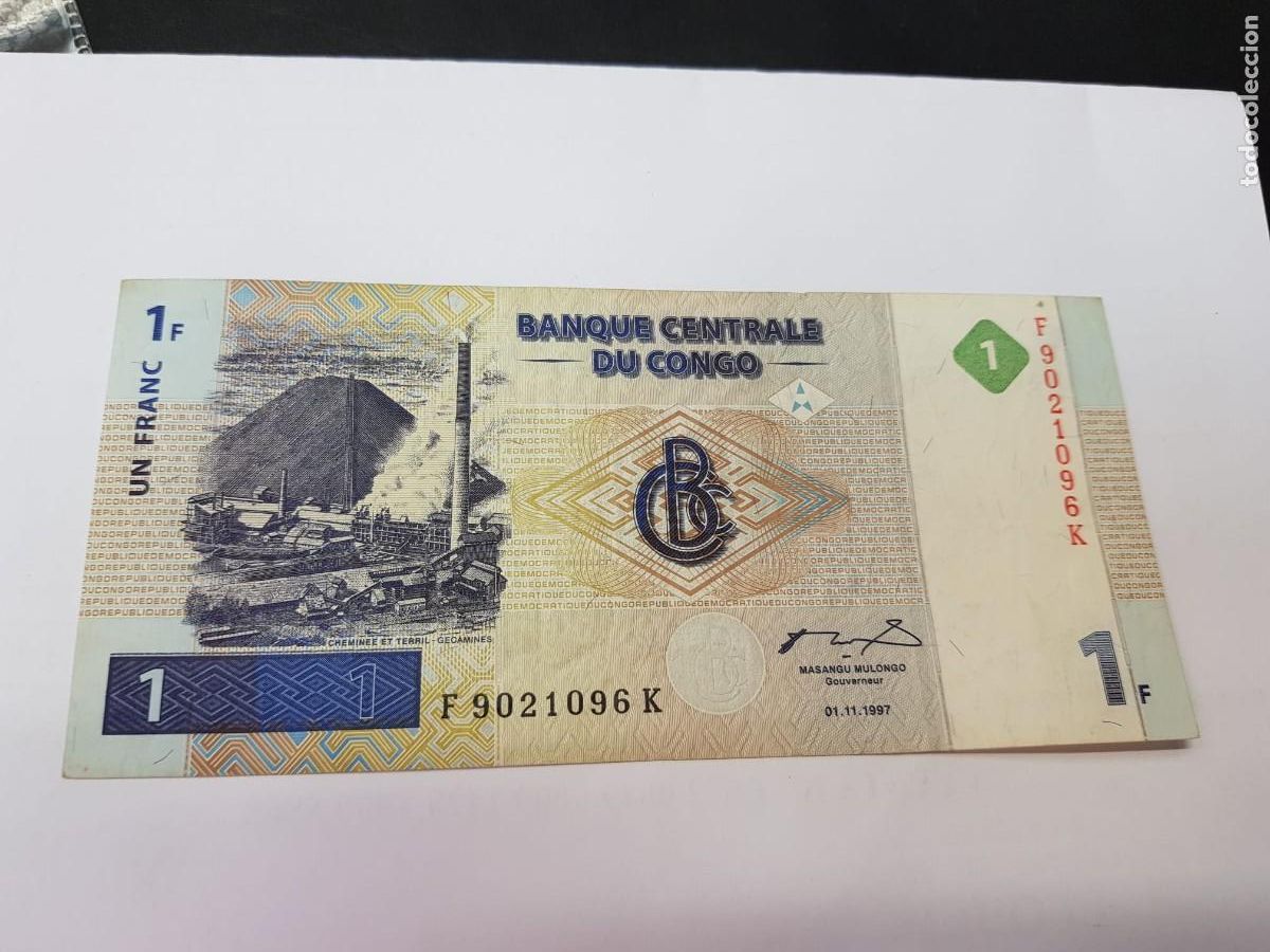 Billetes extranjeros: CONGO- 1 FRANCO-1997
