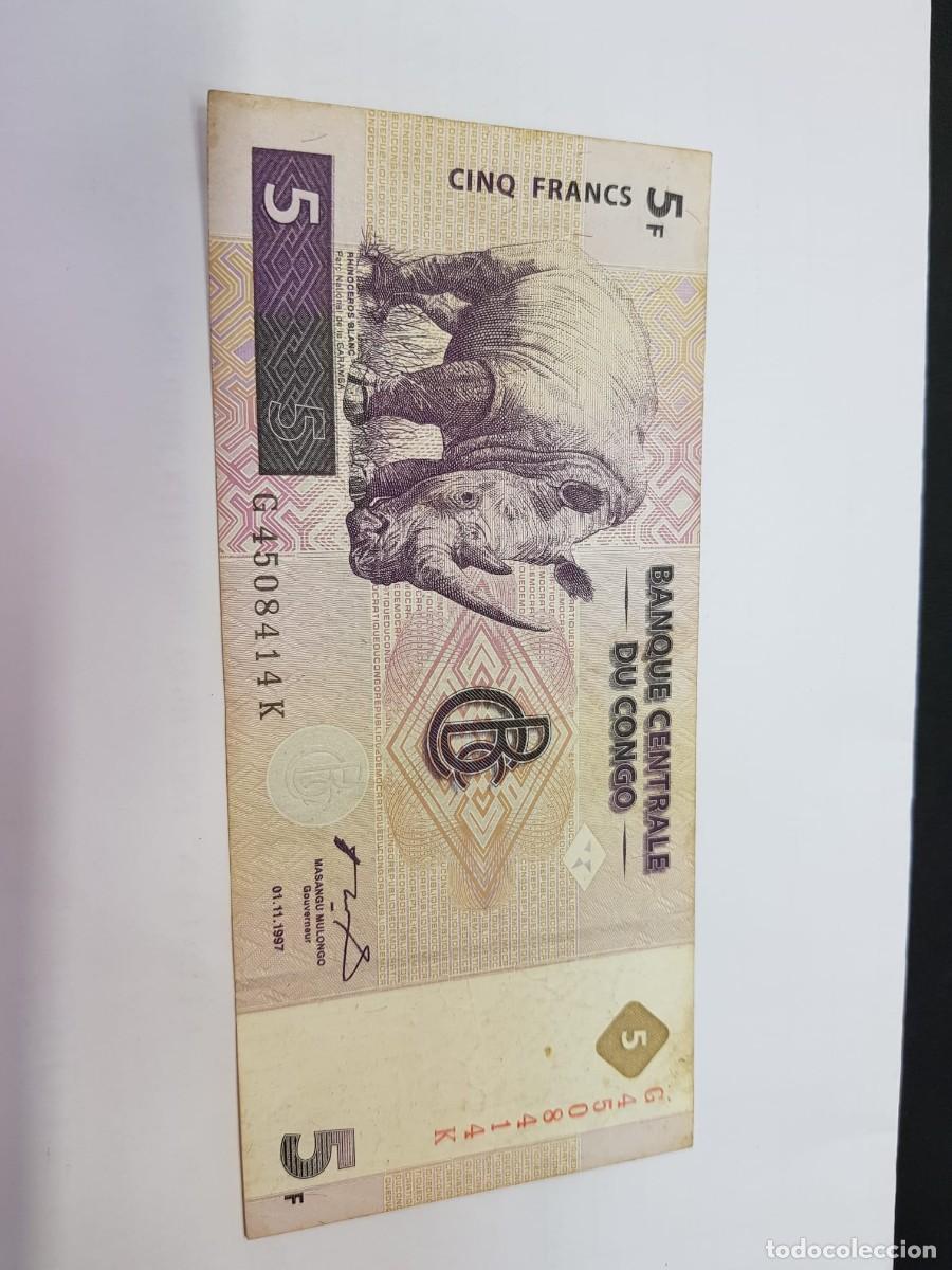 Billetes extranjeros: CONGO- 5 FRANCOS-1997