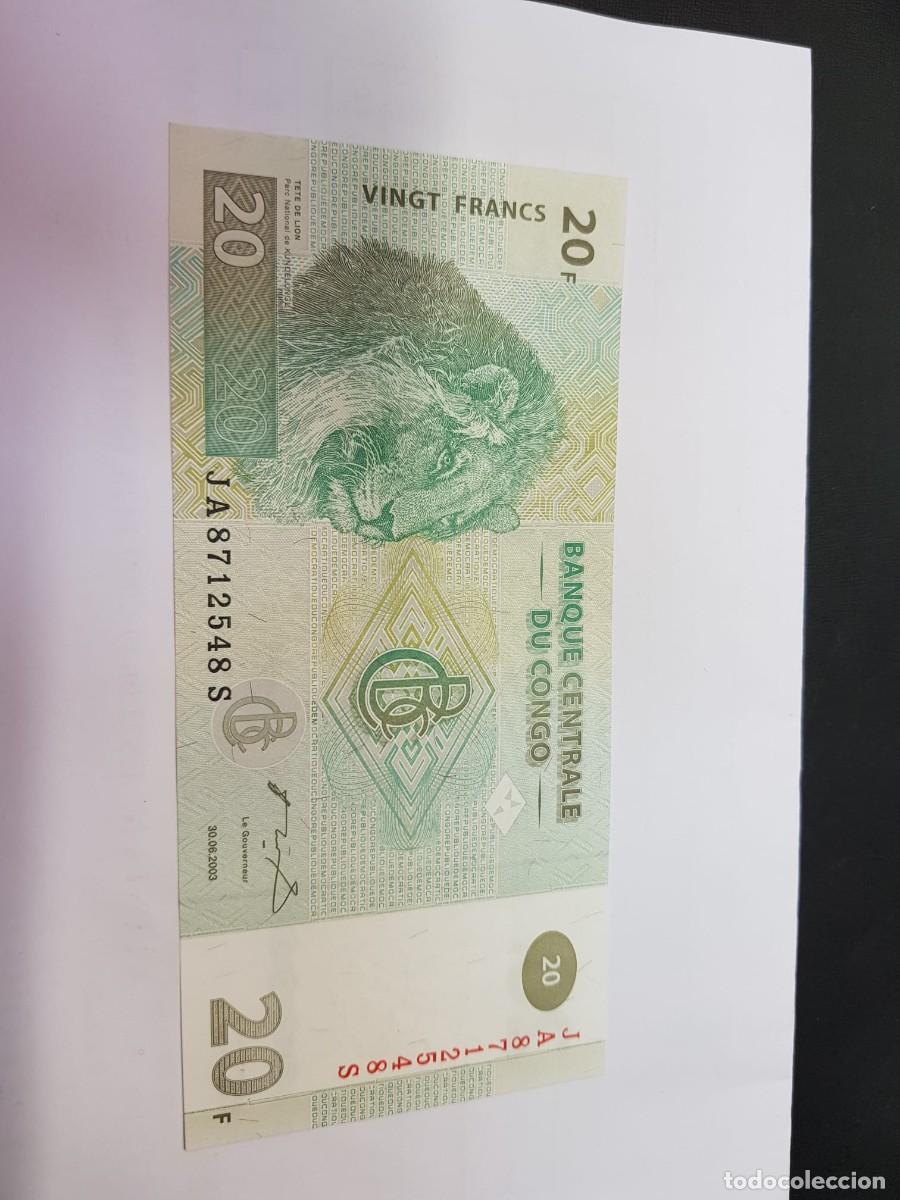 Billetes extranjeros: CONGO- 20 FRANCOS-2003