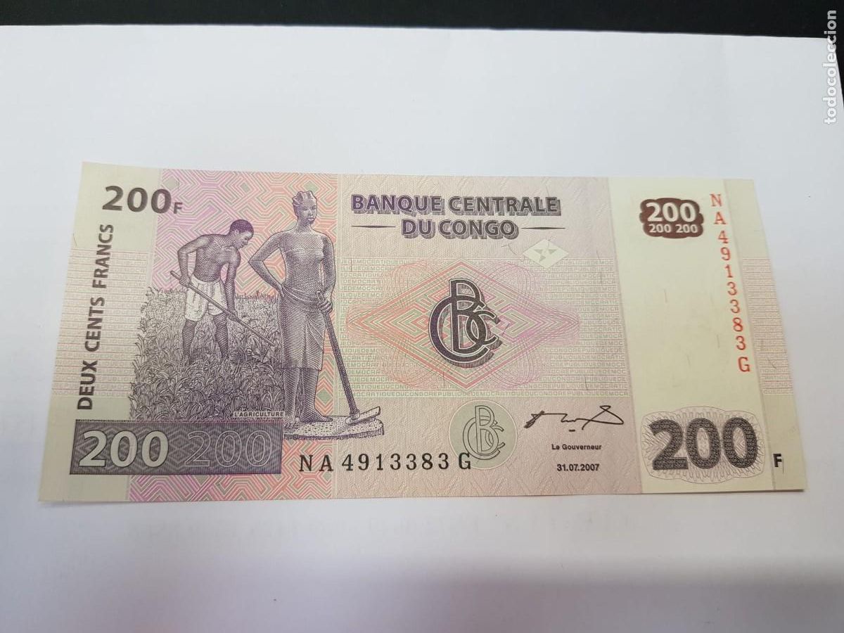Billetes extranjeros: CONGO- 200 FRANCOS-2007
