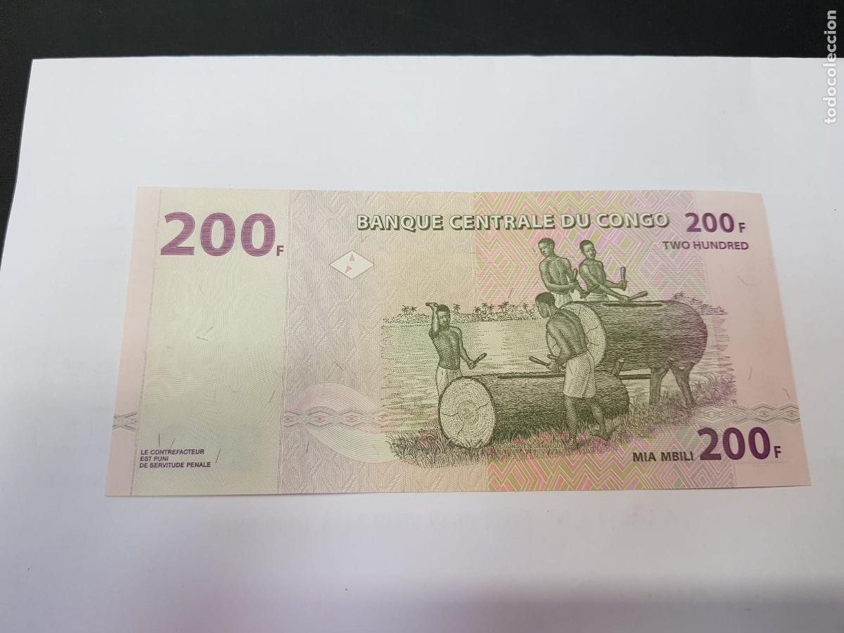 Billetes extranjeros: CONGO- 200 FRANCOS-2007 - Foto 2