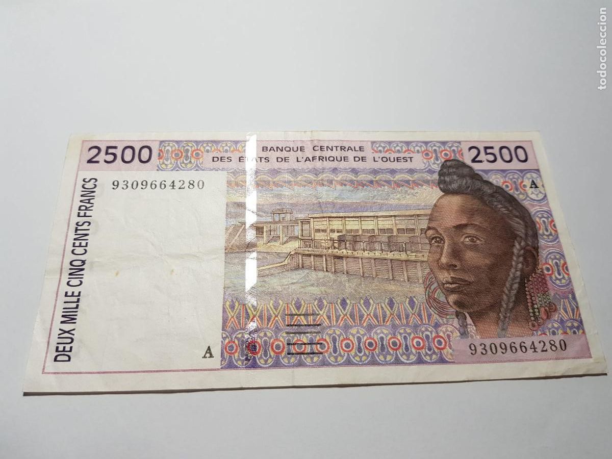 Billetes extranjeros: ESTADOS DEL AFRICA DEL OESTE- 2500 FRANCOS-1990