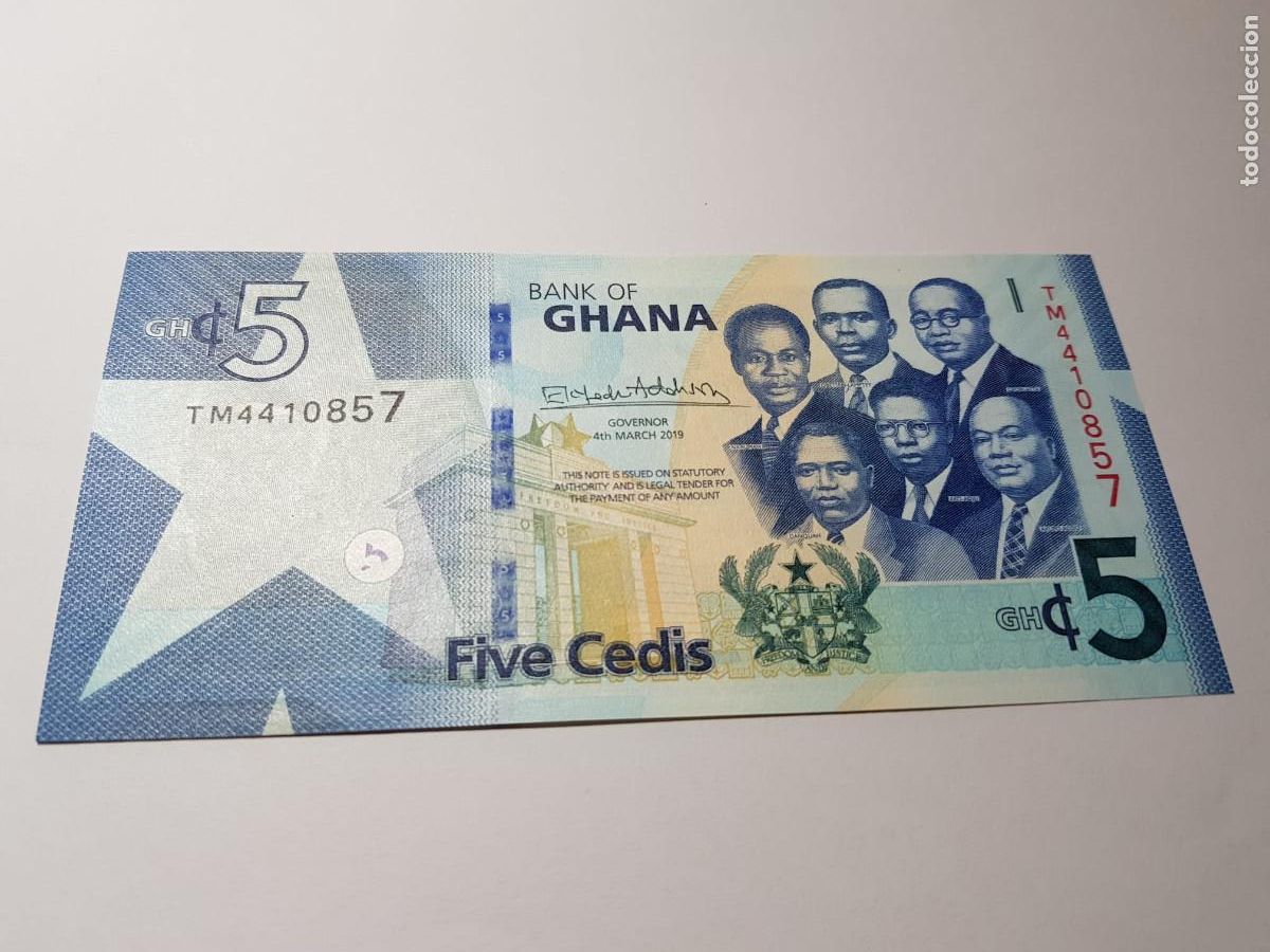 Billetes extranjeros: GHANA- 5 CEDIS- MARZO 2019