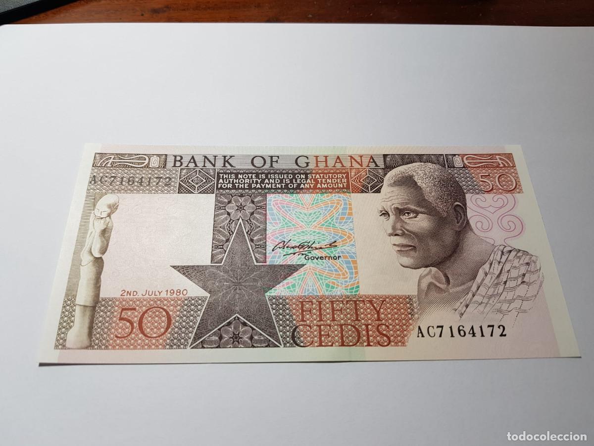 Billetes extranjeros: GHANA- 50 CEDIS- 1980