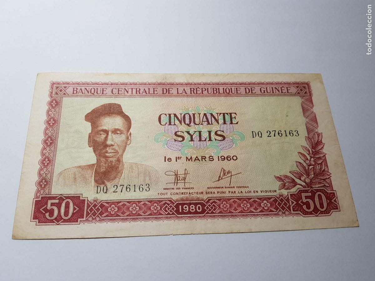Billetes extranjeros: GUINEA- 50 SYLIS- 1960
