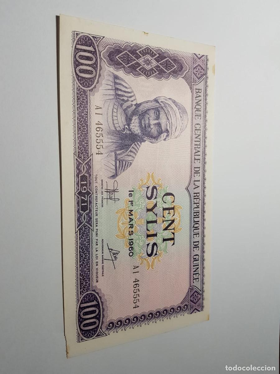 Billetes extranjeros: GUINEA- 100 SYLIS- 1960