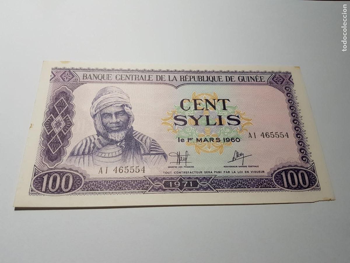 Billetes extranjeros: GUINEA- 100 SYLIS- 1960