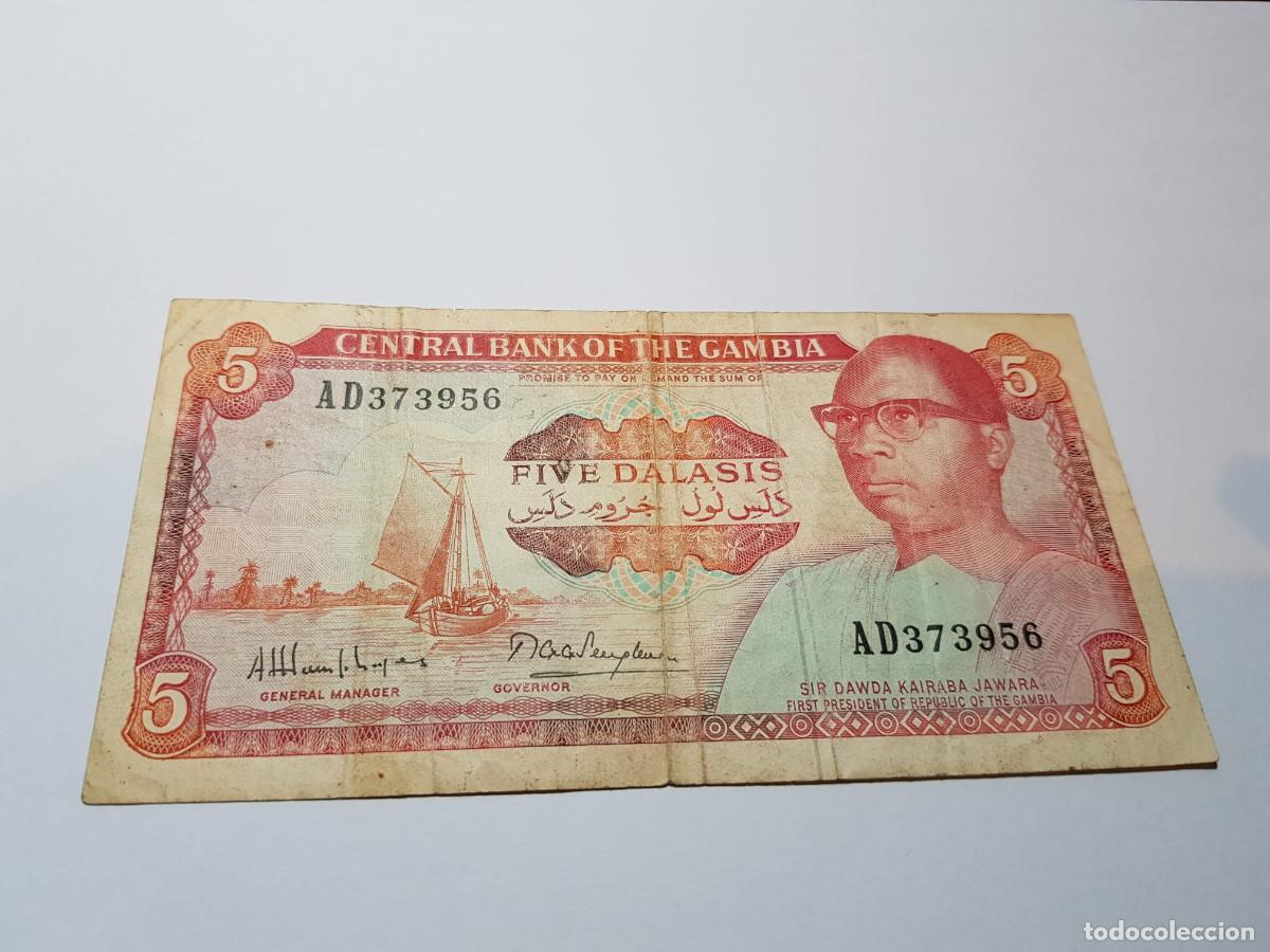 Billetes extranjeros: GAMBIA- 5 DALASIS-1991