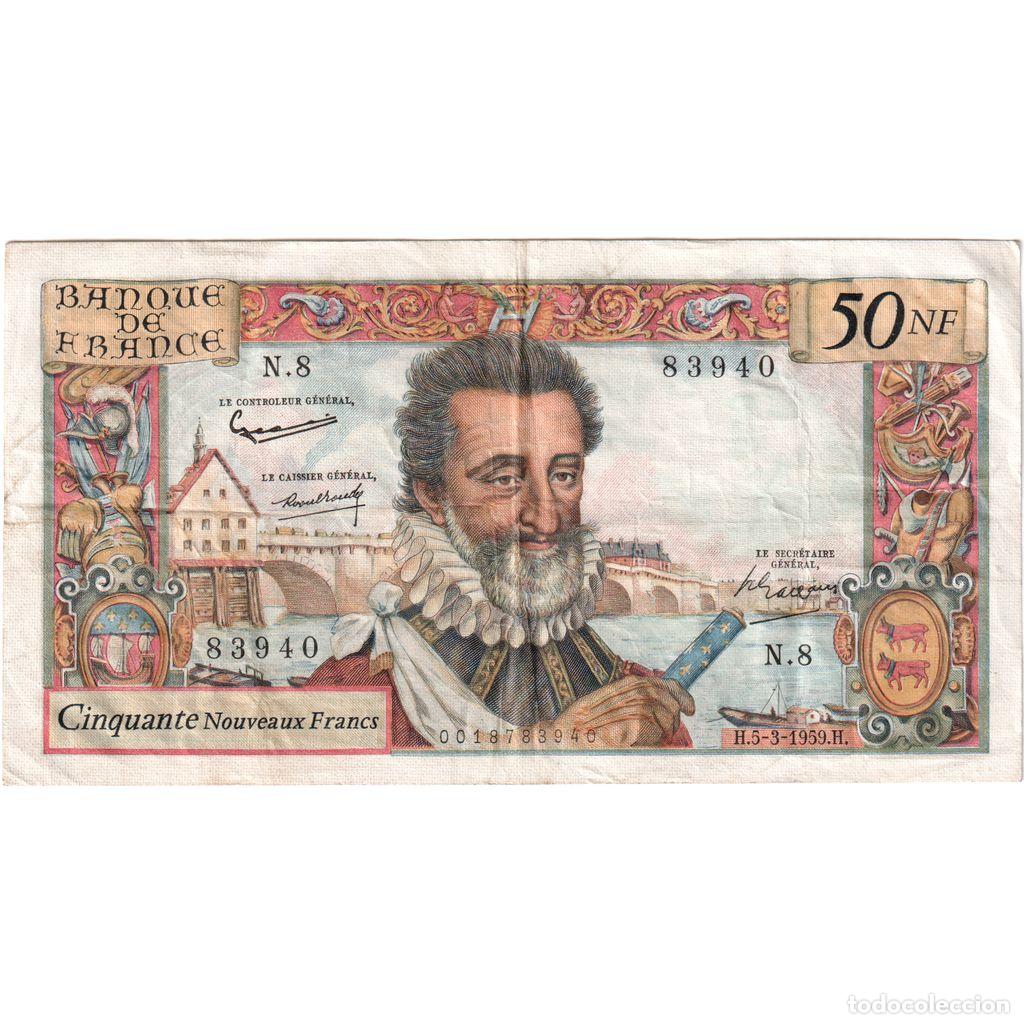 Billetes extranjeros: [#377792] Francia, 50 Nouveaux Francs, Henri IV, 1959-03-05, N.8, MBC