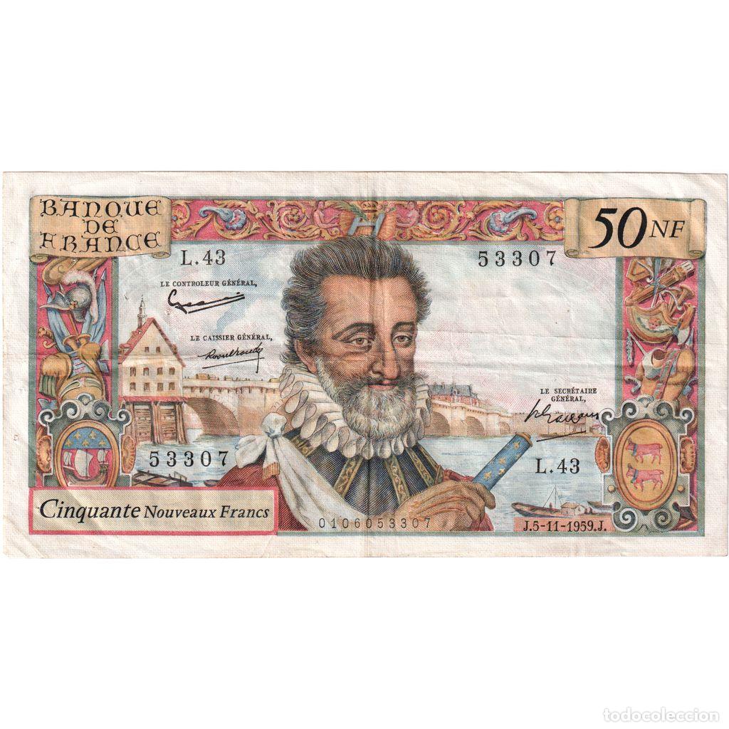 Billetes extranjeros: [#377805] Francia, 50 Nouveaux Francs, Henri IV, 1959-11-05, L.43, MBC
