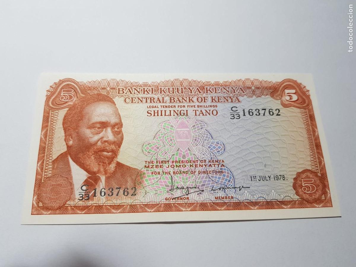 Billetes extranjeros: KENYA-5 SHILINGI TANO-1978