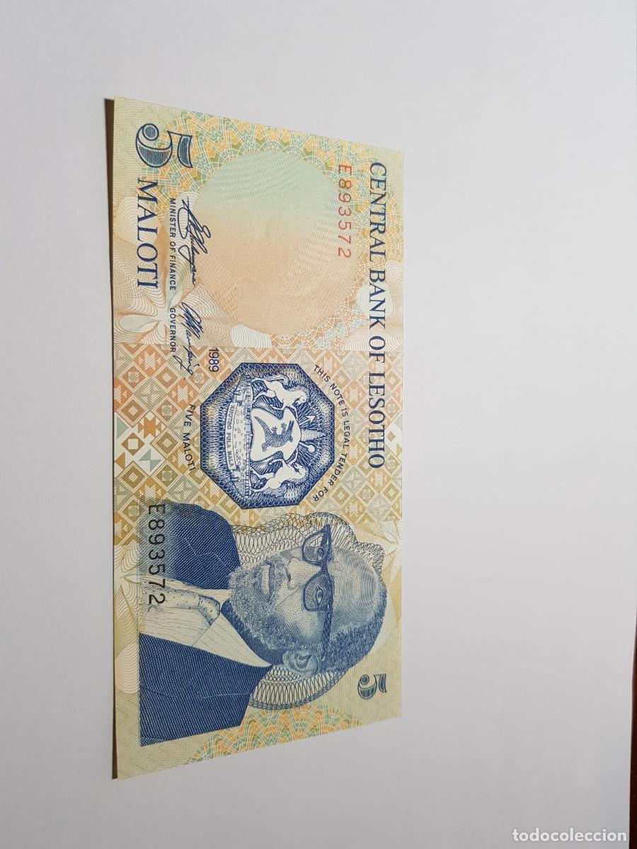 Billetes extranjeros: LESOTHO- 5 MALOTI- 1989
