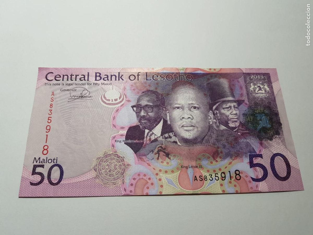 Billetes extranjeros: LESOTHO- 50 MALOTI- 2013