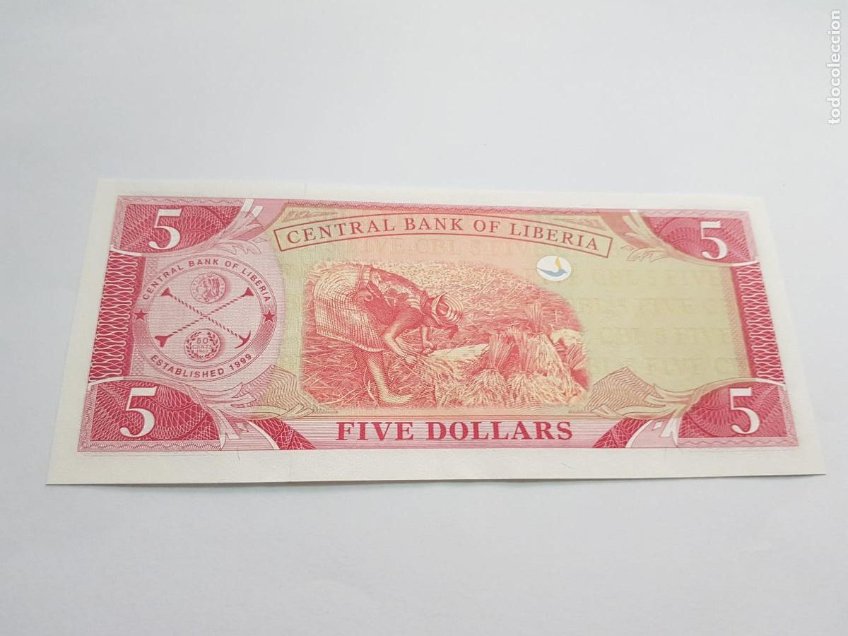 Billetes extranjeros: LIBERIA-5 DOLARES-2003 - Foto 2