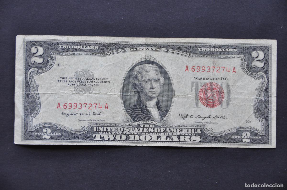 Billetes extranjeros: ESTADOS UNIDOS - 2 D&Oacute;LARES 1953 CON SELLO ROJO