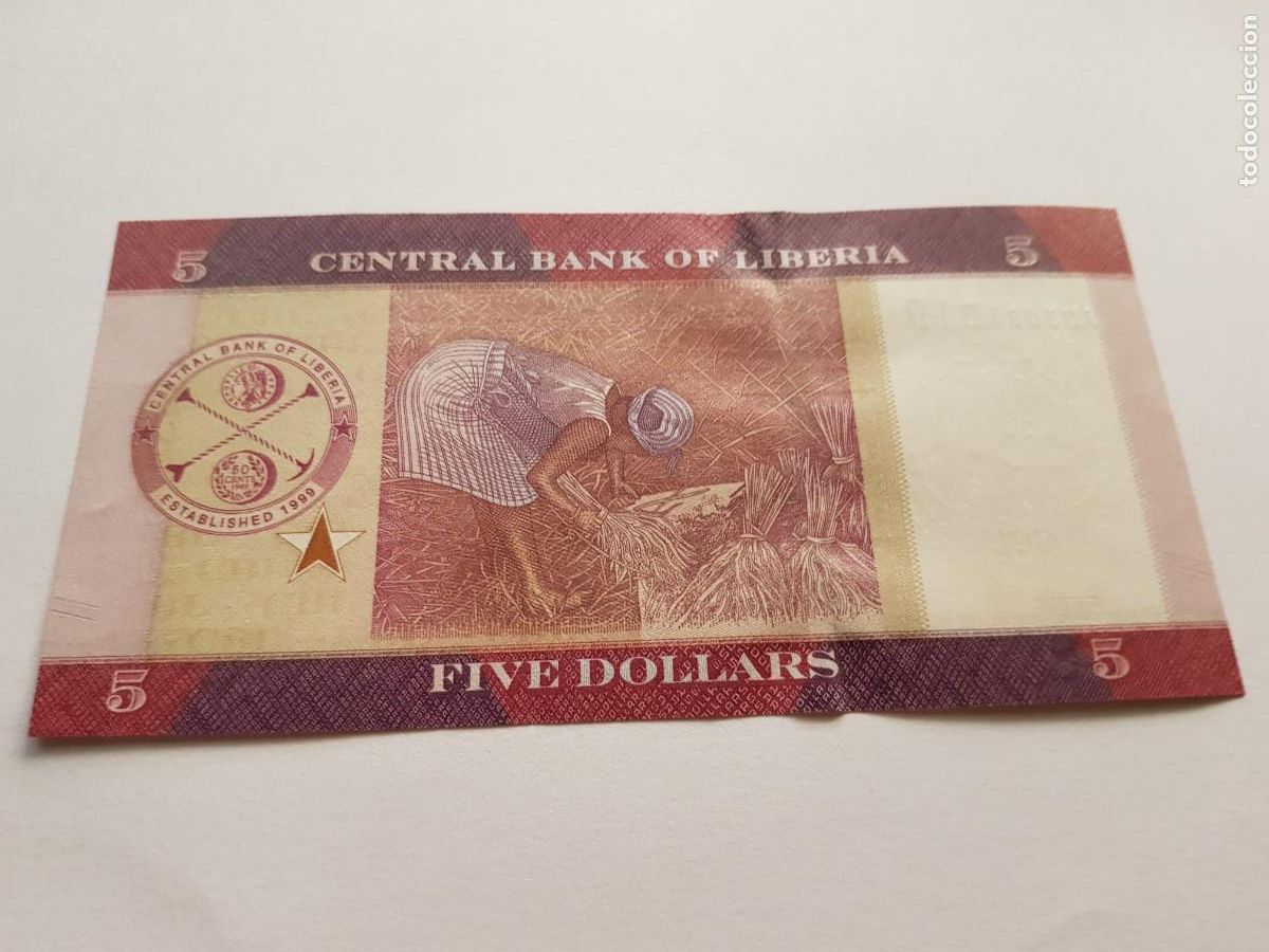 Billetes extranjeros: LIBERIA- 5 DOLARES- 2016 - Foto 2