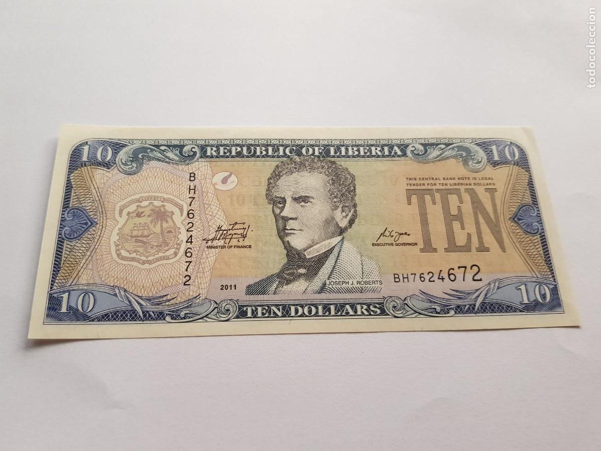 Billetes extranjeros: LIBERIA- 10 DOLARES- 2011