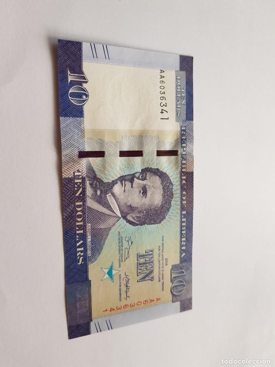 Billetes extranjeros: LIBERIA- 10 DOLARES- 2016