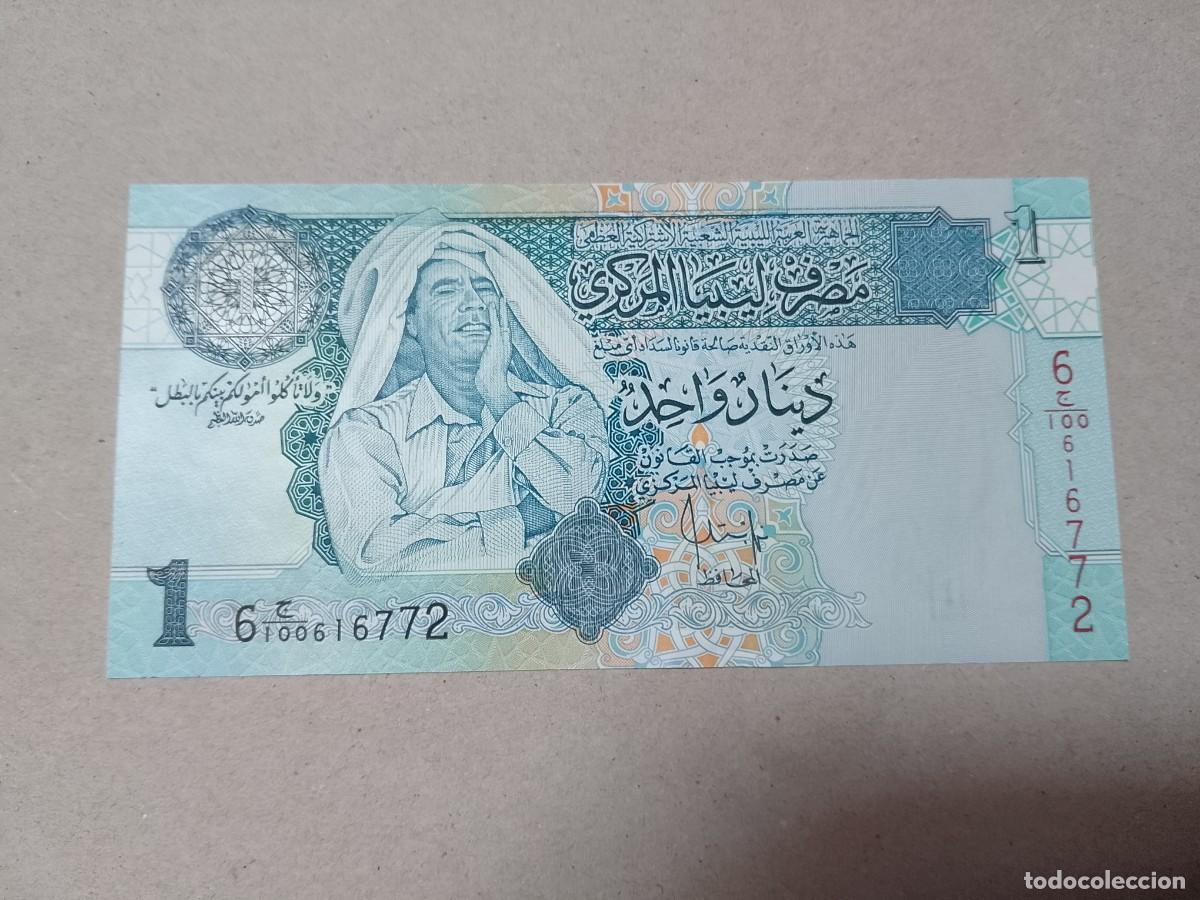 Billetes extranjeros: Billete Libia, 1 dinar, a&ntilde;o 2004, UNC