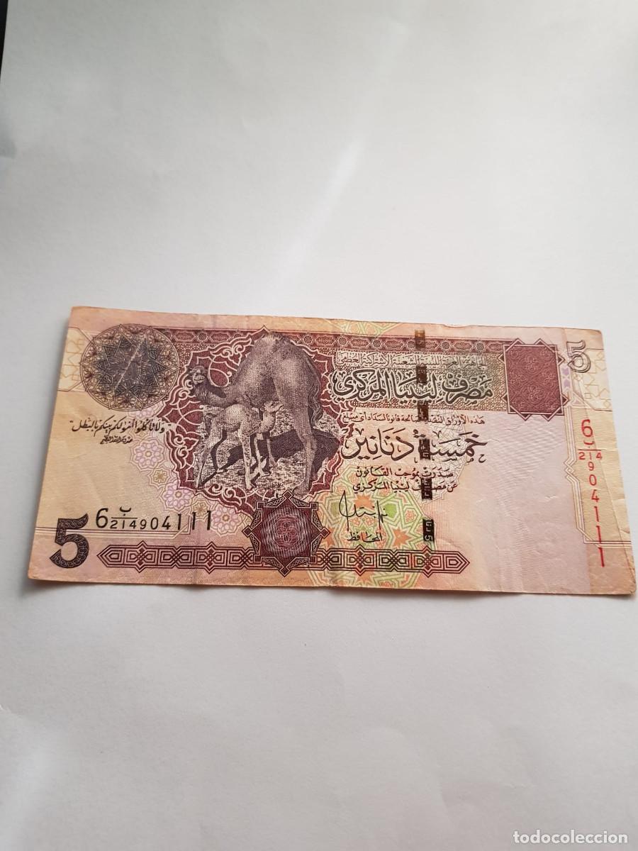 Billetes extranjeros: LIBIA-LIBYA-5 DINARES-2004