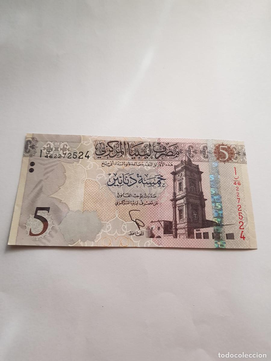 Billetes extranjeros: LIBIA-LIBYA-5 DINARES-2015