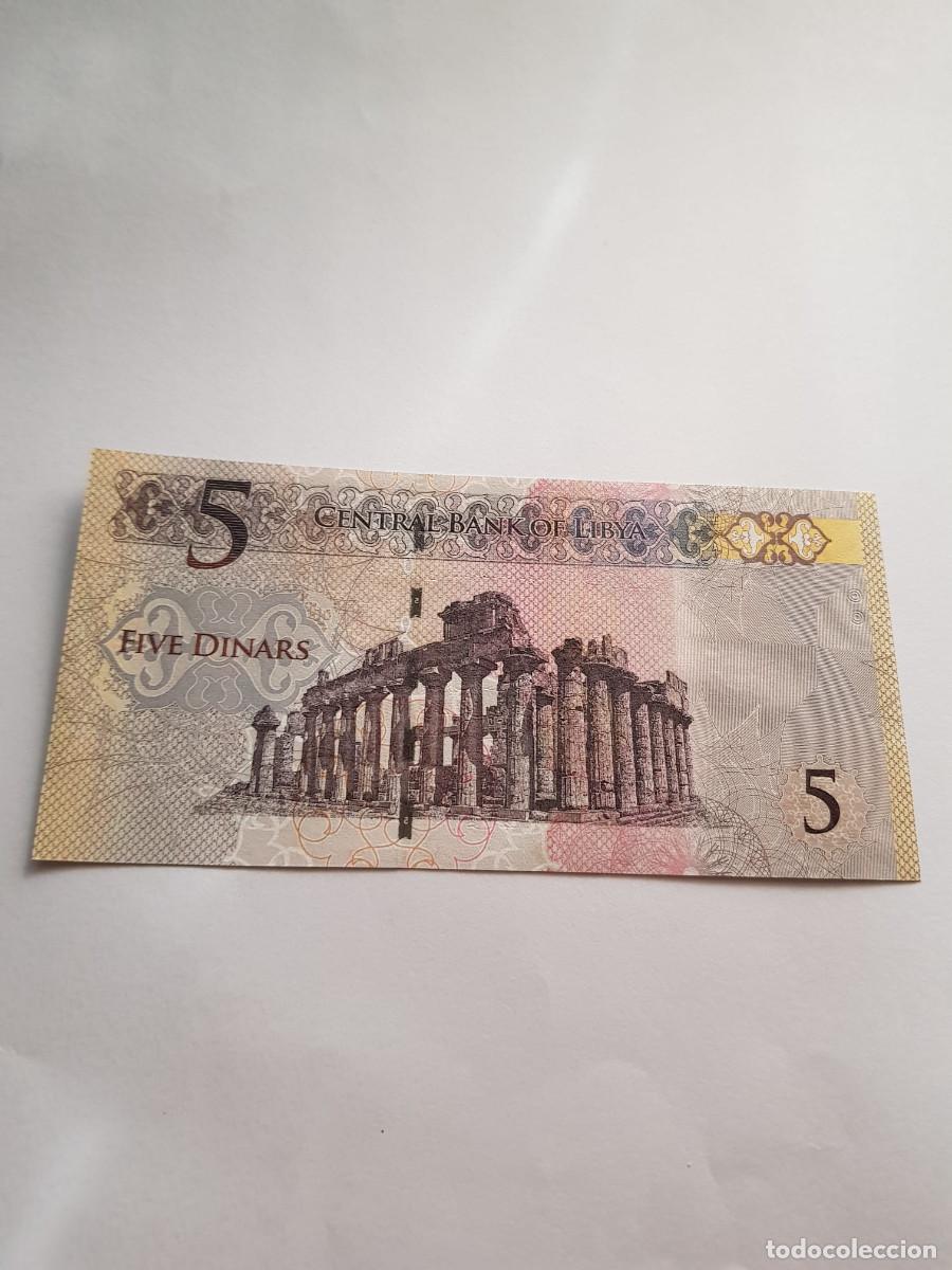 Billetes extranjeros: LIBIA-LIBYA-5 DINARES-2015 - Foto 2