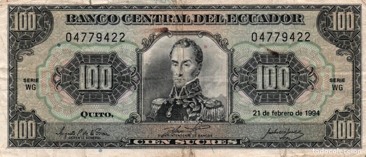 Billetes extranjeros: Ecuador 100 Sucres 1994