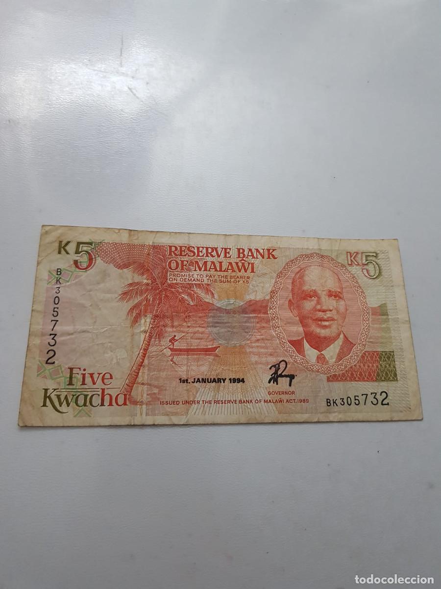 Billetes extranjeros: MALAWI -5 KWACHA -1994