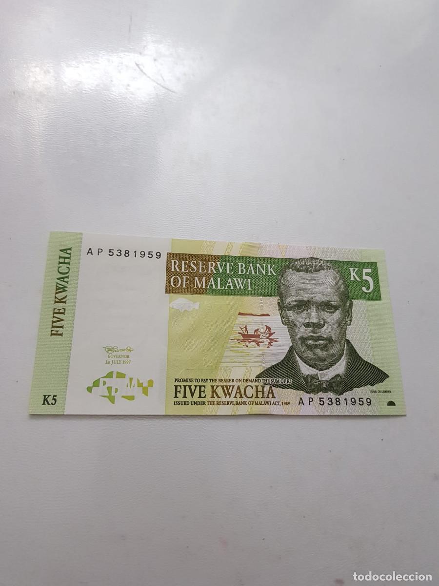 Billetes extranjeros: MALAWI - 5 KWACHA 1989