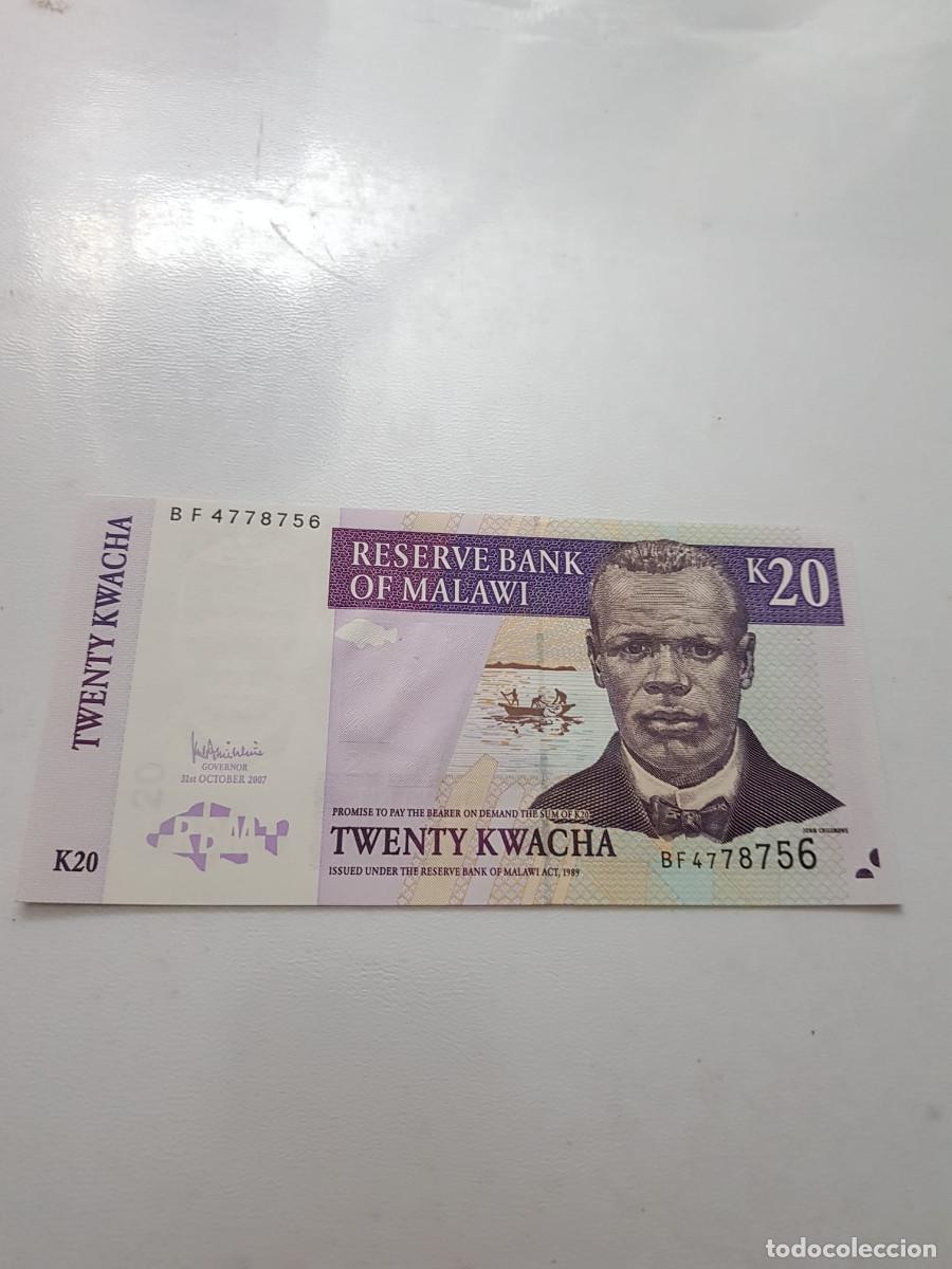 Billetes extranjeros: MALAWI -20 KWACHA -2007