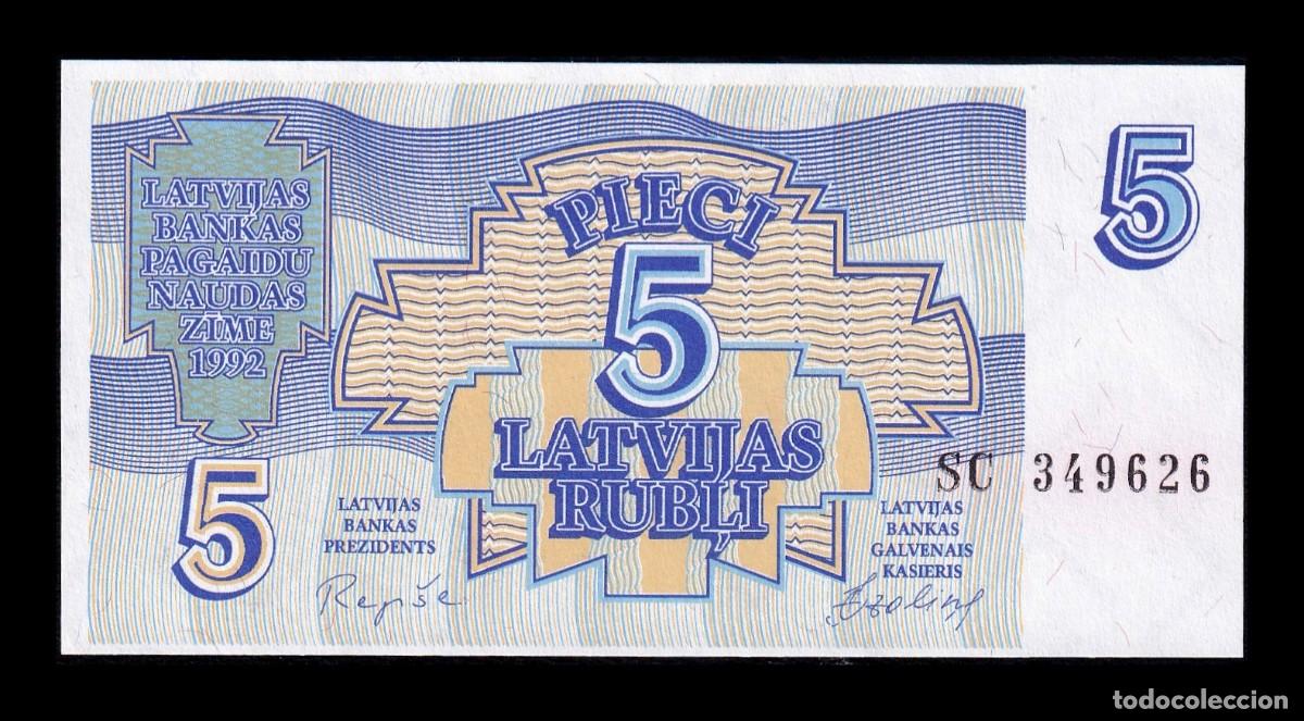 Billetes extranjeros: Letonia 5 Latvijas 1992 Pick 37 Sc Unc