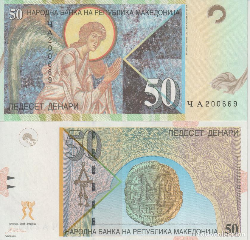 Billetes extranjeros: Macedonia 50 Denari del 2003 Pick 15 d SC/UNC
