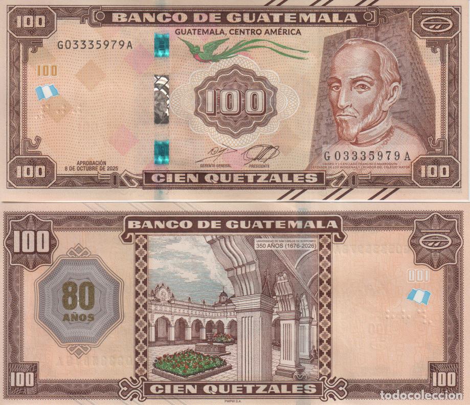 Billetes extranjeros: Guatemala 100 Quetzales Pick W 130 SC/UNC