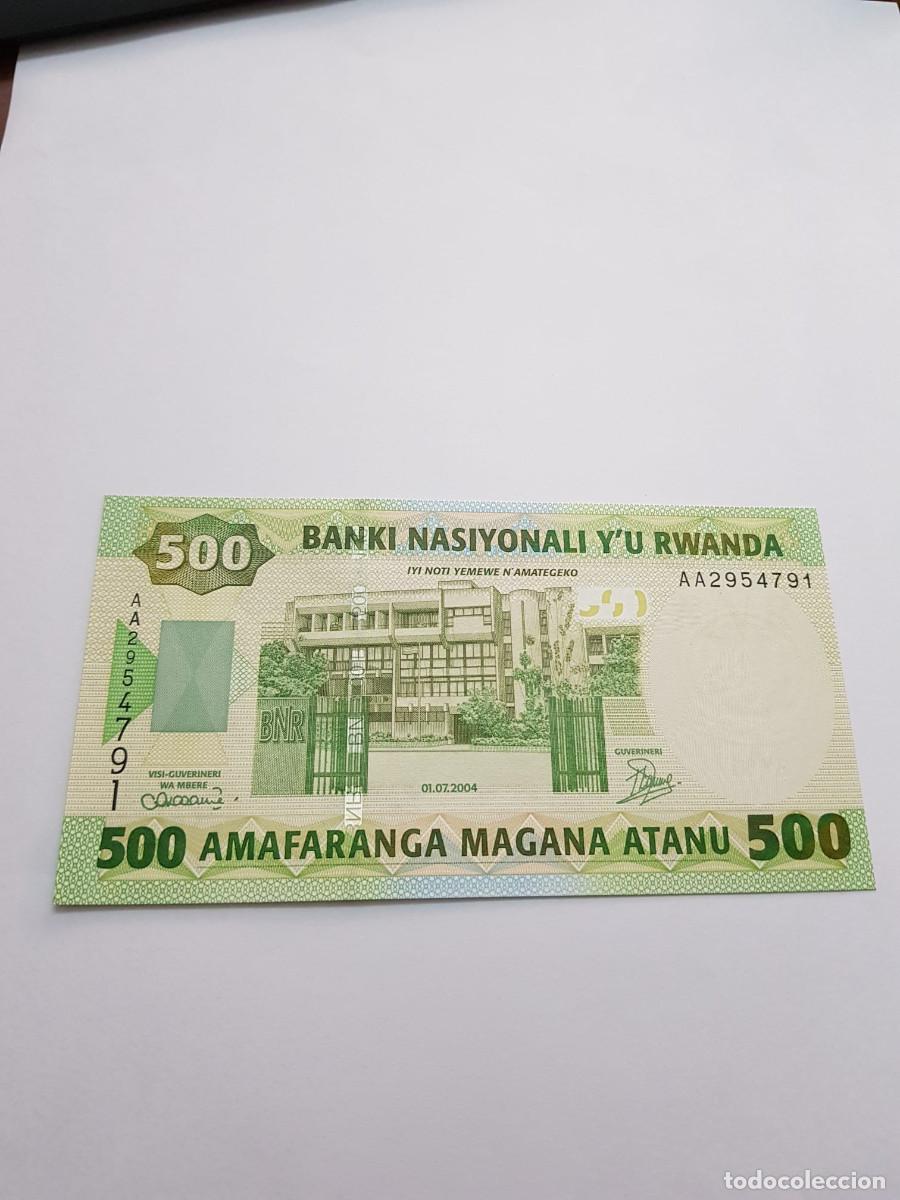 Billetes extranjeros: RUANDA- 500 FRANCOS-2004 - Foto 2