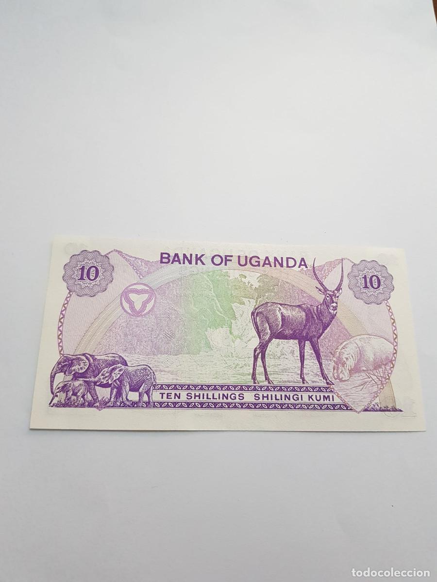 Billetes extranjeros: UGANDA- 10 SHILLINGS-1982 - Foto 2