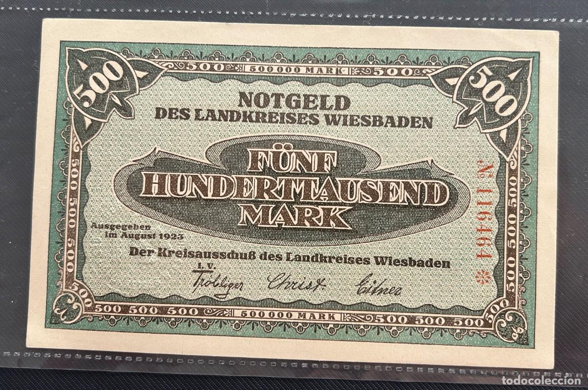 Billetes extranjeros: 500000 MARCOS 1923 WIESBADEN. ALEMANIA