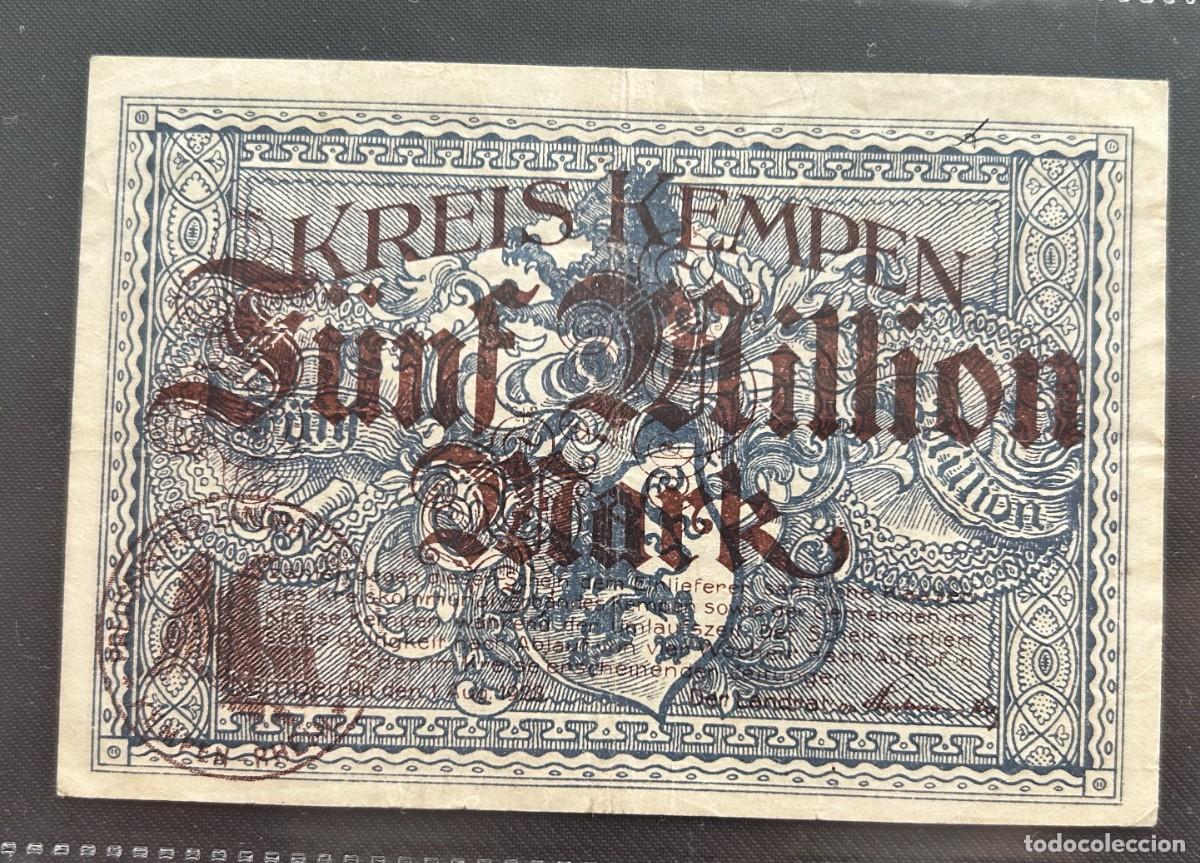 Billetes extranjeros: 5 MILLONES MARCOS 1923 KEMPEN. ALEMANIA