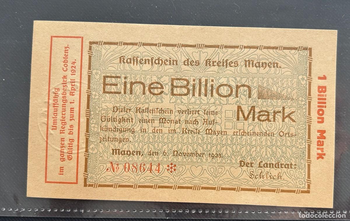 Billetes extranjeros: 1 BILLON 1923 MANEN. ALEMANIA