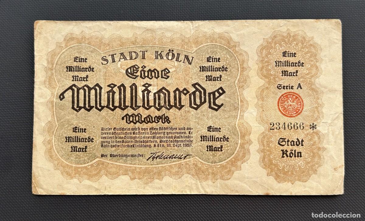 Billetes extranjeros: MIL MILLONES MARCOS 1923 COLONIA. ALEMANIA