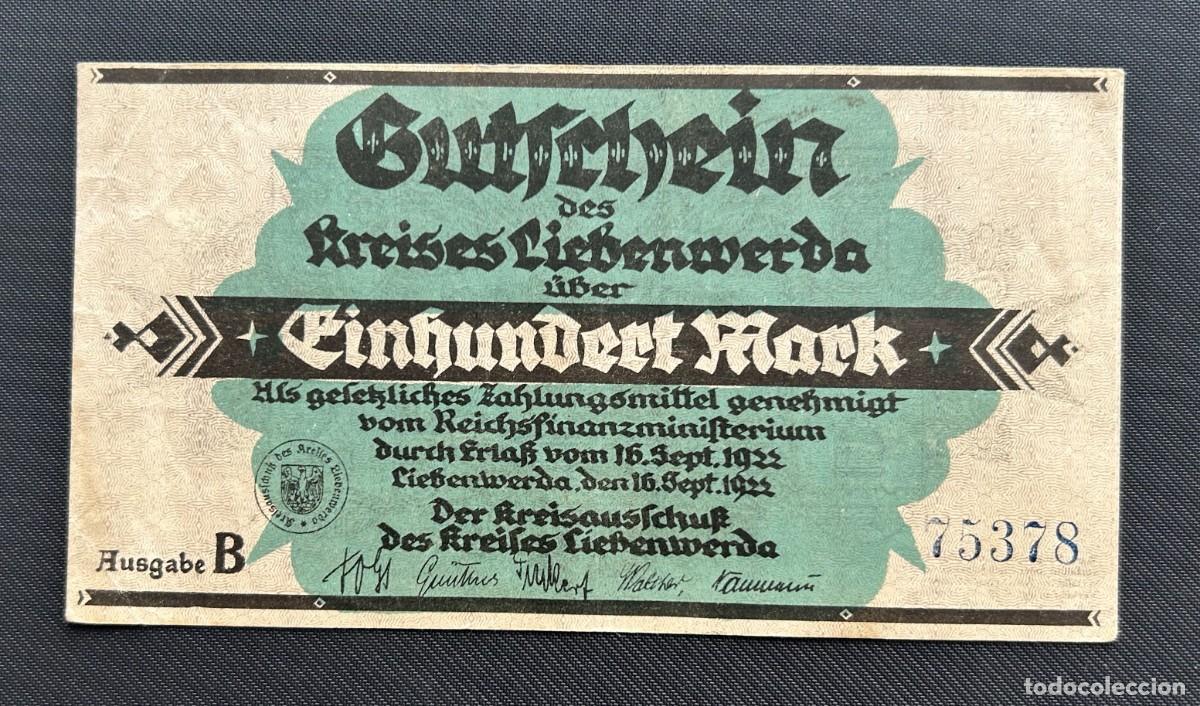 Billetes extranjeros: 100 MARCOS 1922 LIEBENWERDA. ALEMANIA