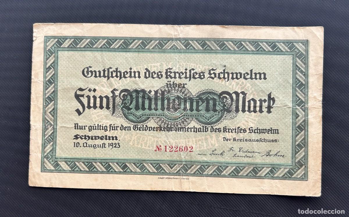 Billetes extranjeros: 5 MILLONES MARCOS 1923 SCHWELM. ALEMANIA